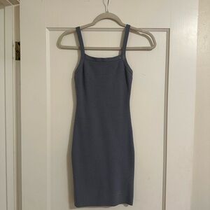 Elegant Blue Gray Knit Mini Dress